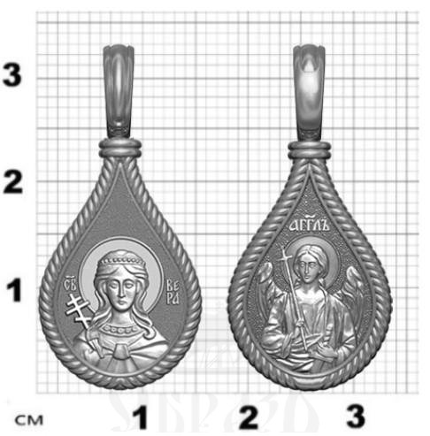 нательная икона св. мученица вера римская, серебро 925 проба с родированием (арт. 06.010р)