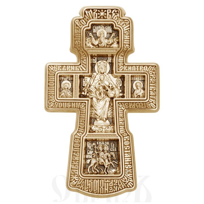 крест «распятие. святая троица. икона божией матери «державная». семь святых», золото 585 проба желтое (арт. 201.515)