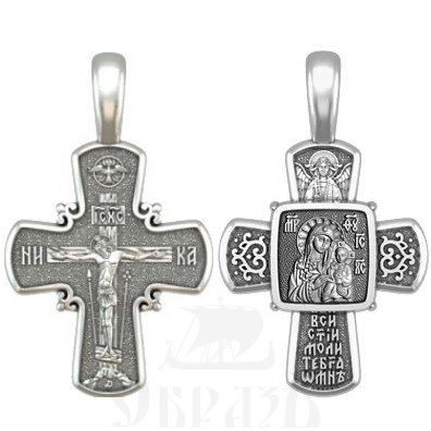 крест божия матерь «неувядаемый цвет», серебро 925 проба (арт. 33.122)