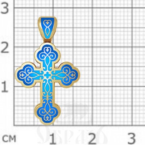 крест трилистник «спаси и сохрани», серебро 925 проба с золочением и эмалью (арт. 19.010)