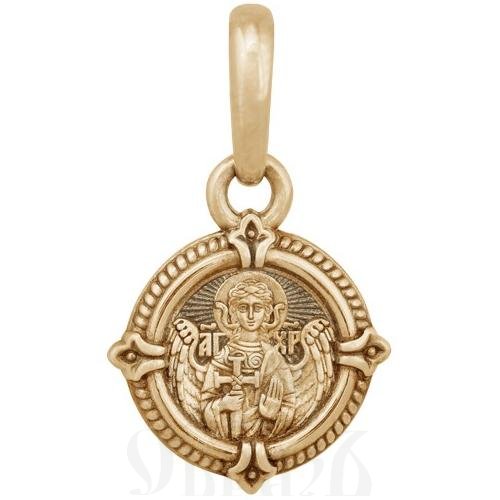 нательная икона ангел хранитель и хризма, золото 585 пробы желтое (арт. 202.519)