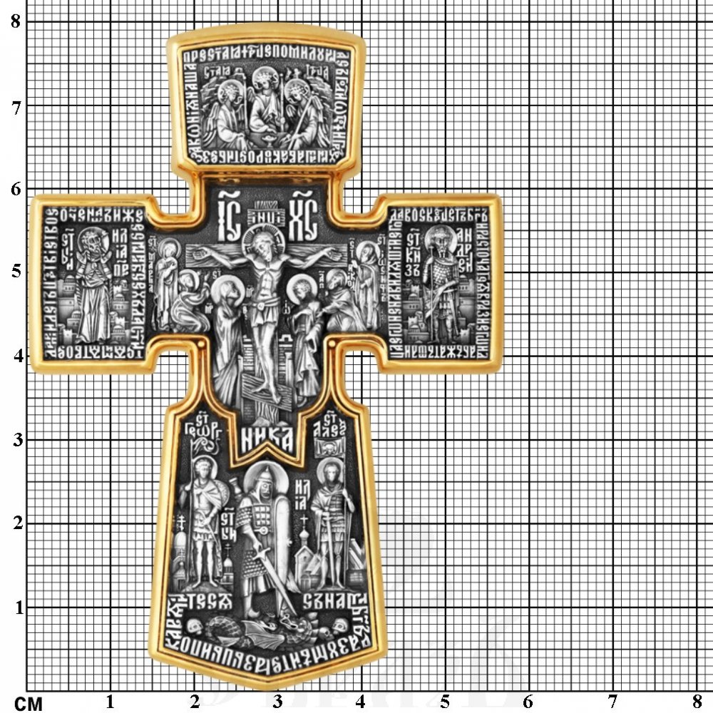 крест «богатырский крест», серебро 925 проба с золочением (арт. 101.888-п)