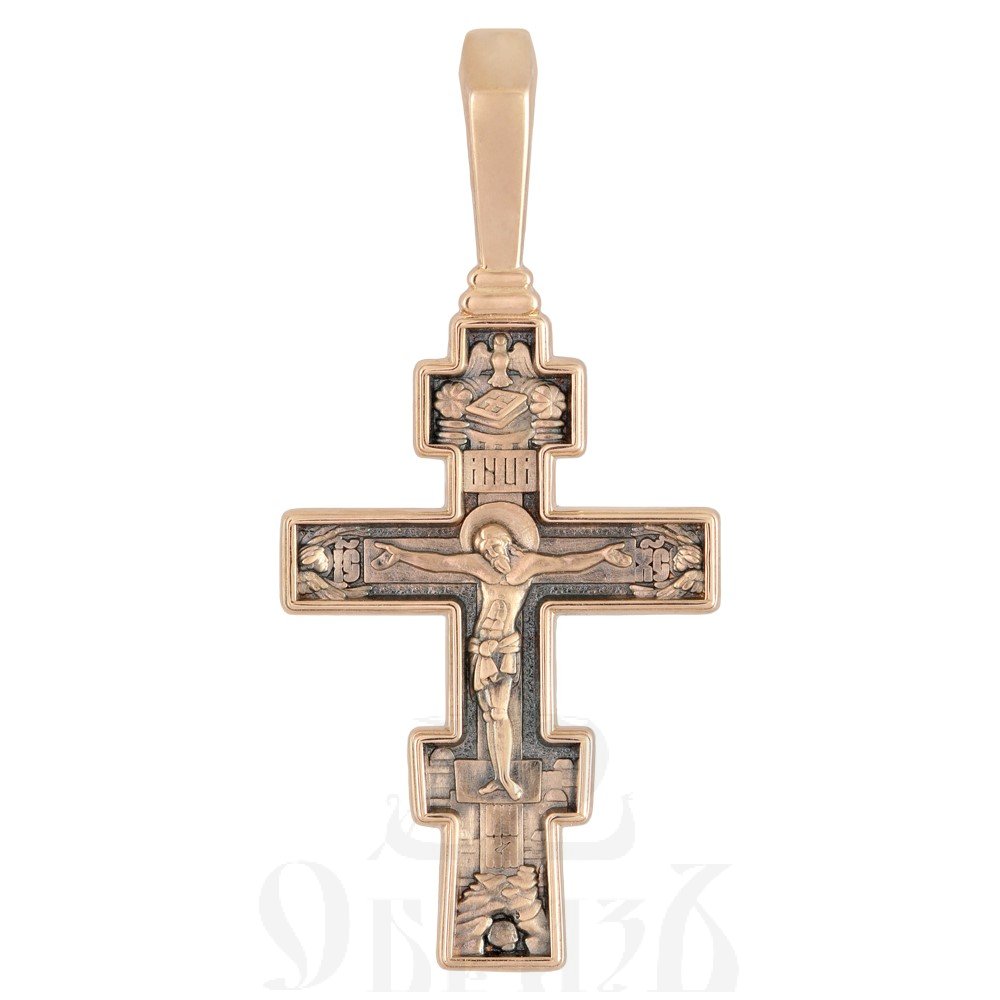 крест «распятие христово. ангел хранитель», золото 585 пробы красное (арт. 201.499-1)