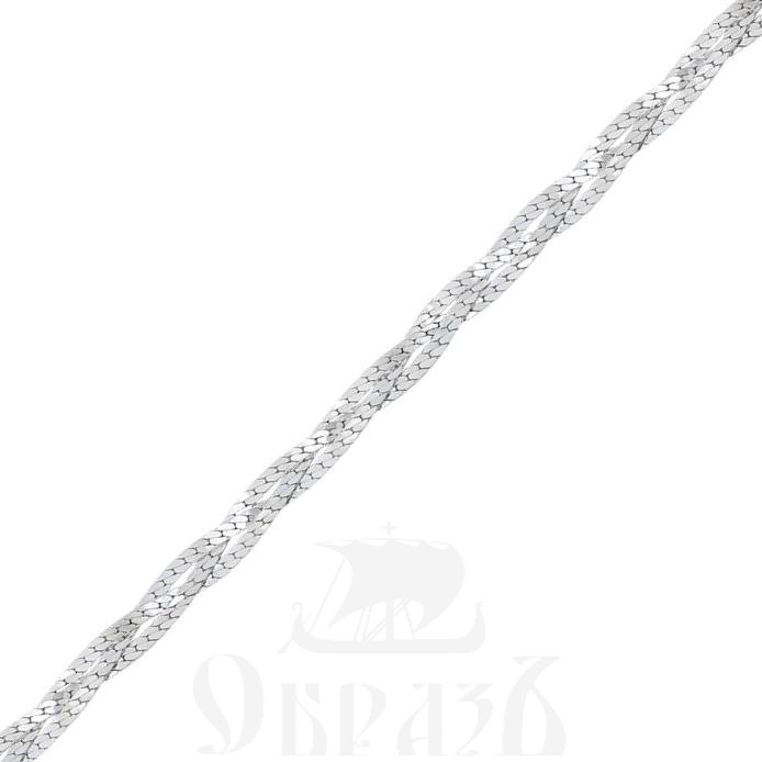 косичка из 3-х цепочек плетения "париджина" серебро 925 пробы с родиевым покрытием (арт. нц 22-007-3 d0,40)