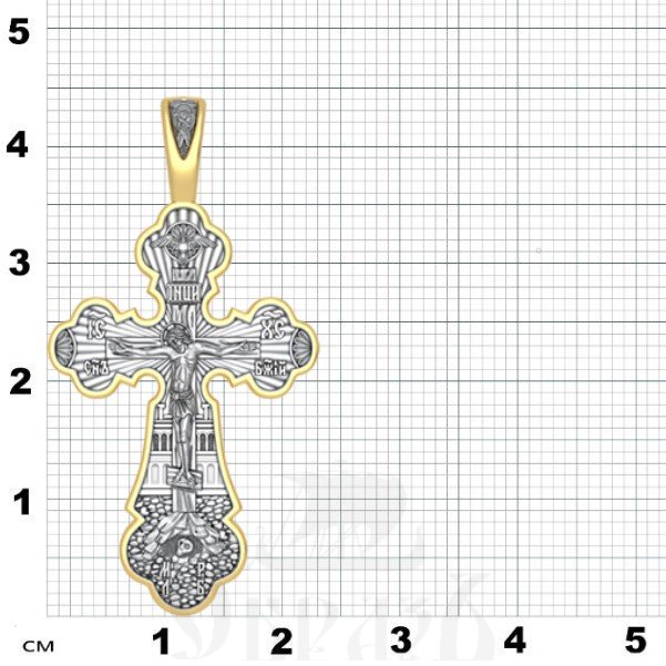 крест трилистниковый «покров божией матери», серебро 925 проба с золочением (арт. 17.072)