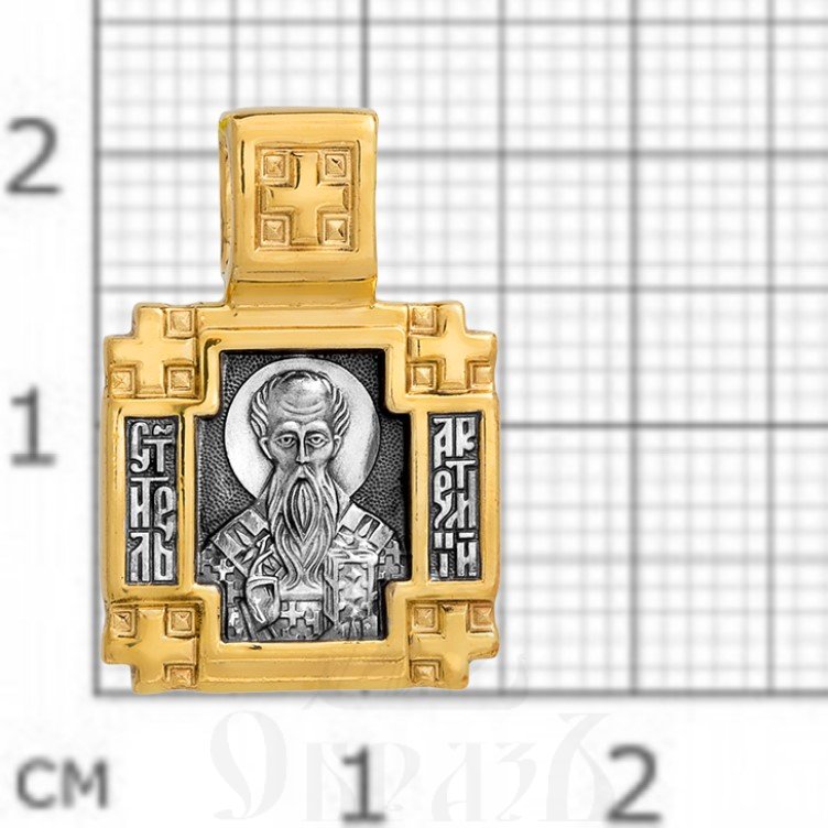 образок «святитель артемий селевкийский (солунский). ангел хранитель», серебро 925 проба с золочением (арт. 102.149)