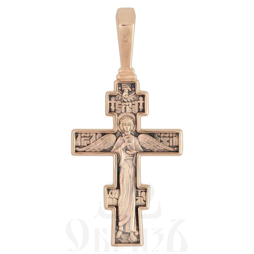 крест «распятие христово. ангел хранитель», золото 585 пробы красное (арт. 201.499-1)