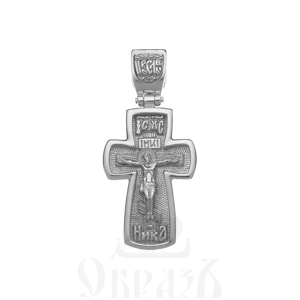 золотой крест с молитвой "отче наш", 585 проба белого цвета (арт. п30007-з5б)